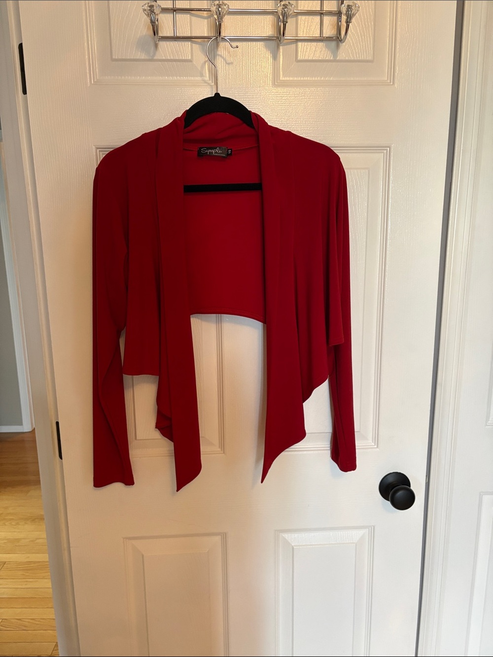 Sympli Red Draped Open-Front Jacket